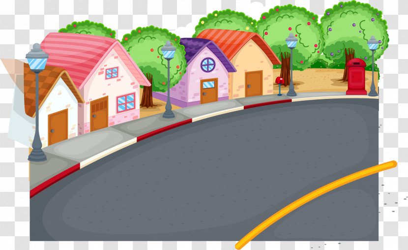 Child Cartoon Illustration - Home - Vector Painted The Town Streets Transparent PNG