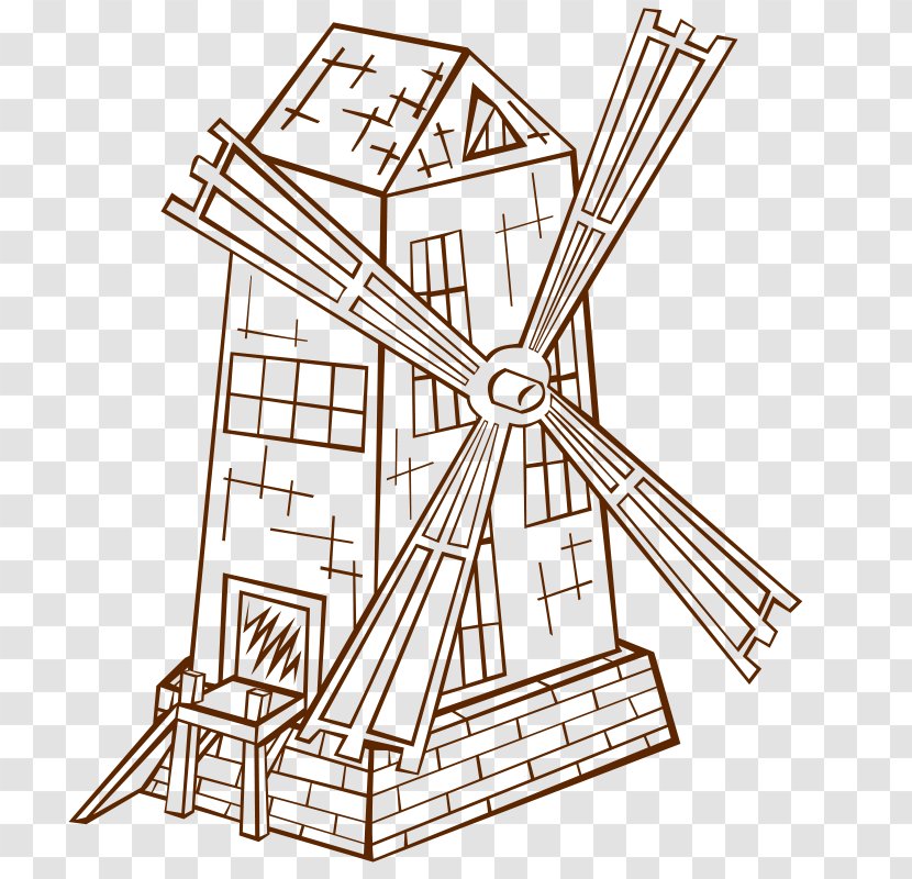 Windmill Cartoon Drawing Clip Art - Farm - Wingnut Cliparts Transparent PNG