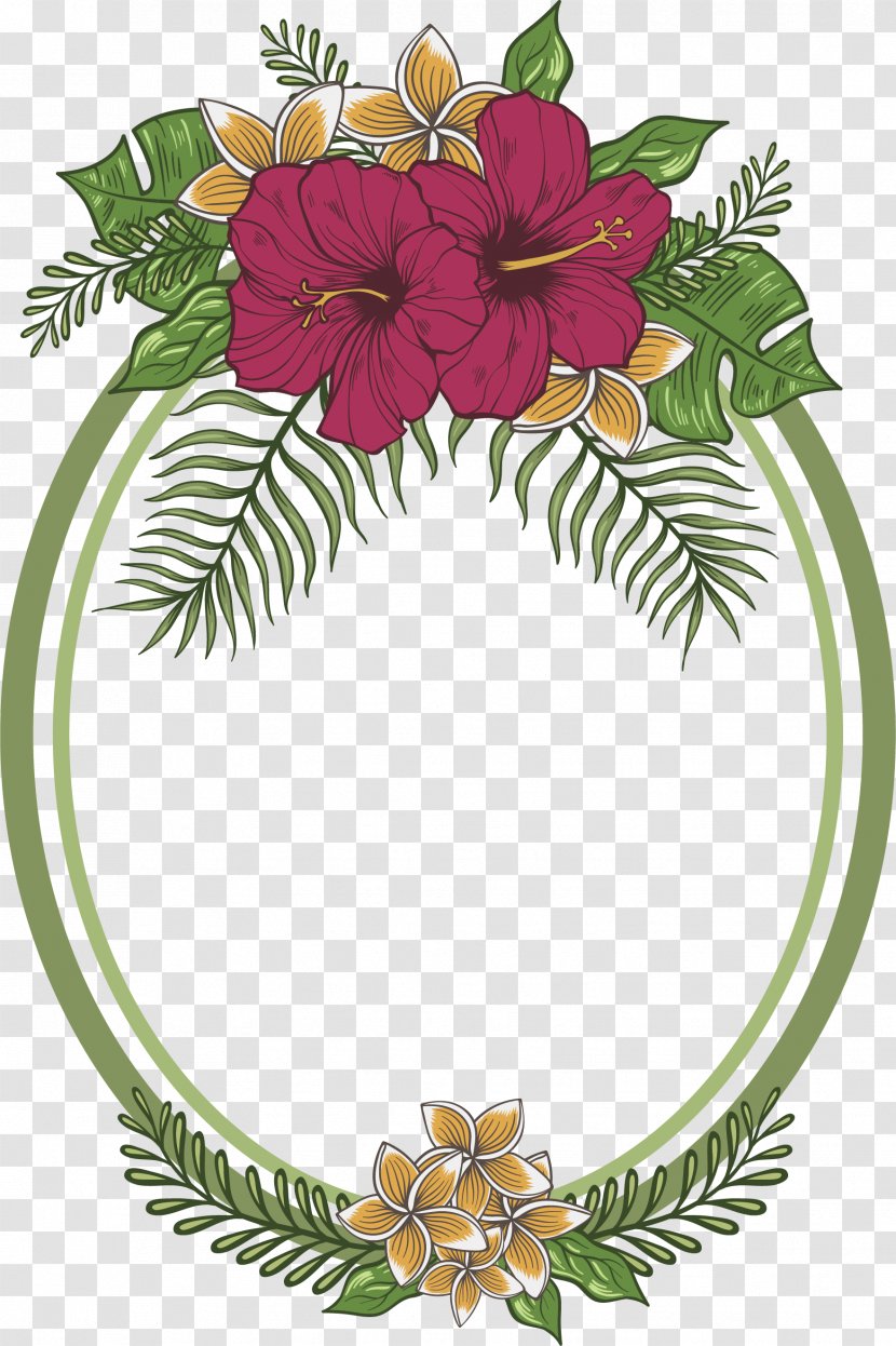 Floral Design Flower Drawing - Hand Painted Purple Round Frame Transparent PNG