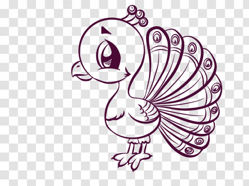 Line Art Drawing Cartoon Black And White Clip - Flower - Peacock Transparent PNG