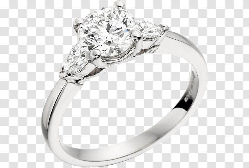 Wedding Ring Silver Engagement Diamond - Rings - Teardrop Settings Transparent PNG