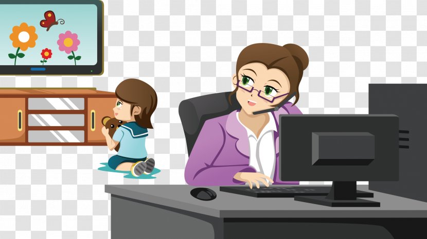 Mother Working Parent Clip Art - Businessperson - Watching TV At Home Transparent PNG
