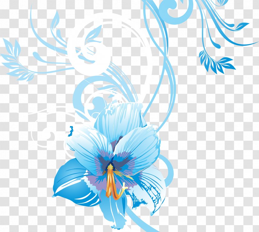Flower Desktop Wallpaper Blue Drawing - Pollinator - Floral Transparent PNG