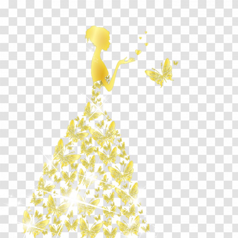 Gold Butterfly Bride - Golden Transparent PNG