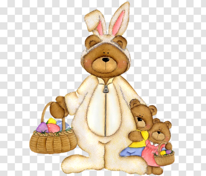 Easter Bunny Bear Clip Art - Watercolor - With Basket Picture Transparent PNG