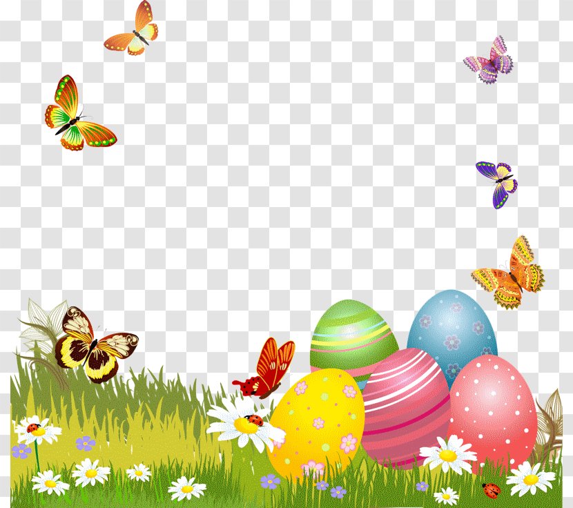 Butterfly Easter Egg Greeting Card Clip Art - Meadow - Creative Cartoon Eggs Grass Transparent PNG
