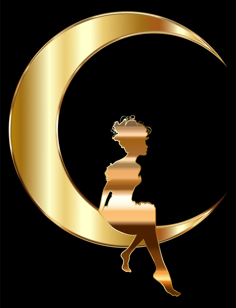 Moon Lunar Phase Female Clip Art - Watercolor - Silhouette Transparent PNG