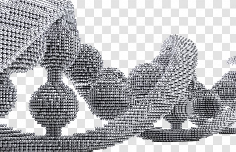 Nucleic Acid Double Helix Molecule DNA Illustration - Monochrome Photography - NanoMolecular Structure Model Transparent PNG