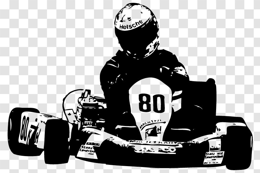 Go-kart Open-wheel Car Auto Racing Motorsport Wall Decal - Protective Gear In Sports - Black And White Transparent PNG