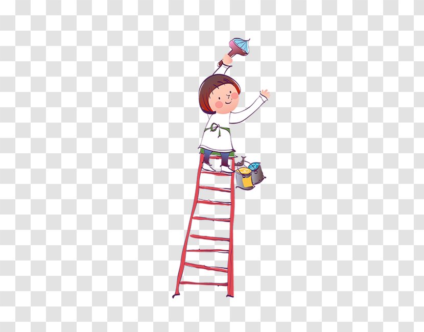 Child Fundal Cartoon - Poster - Character Ladder Transparent PNG