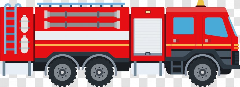 Fire Engine Car Department Firefighter - Red - Truck Vector Transparent PNG