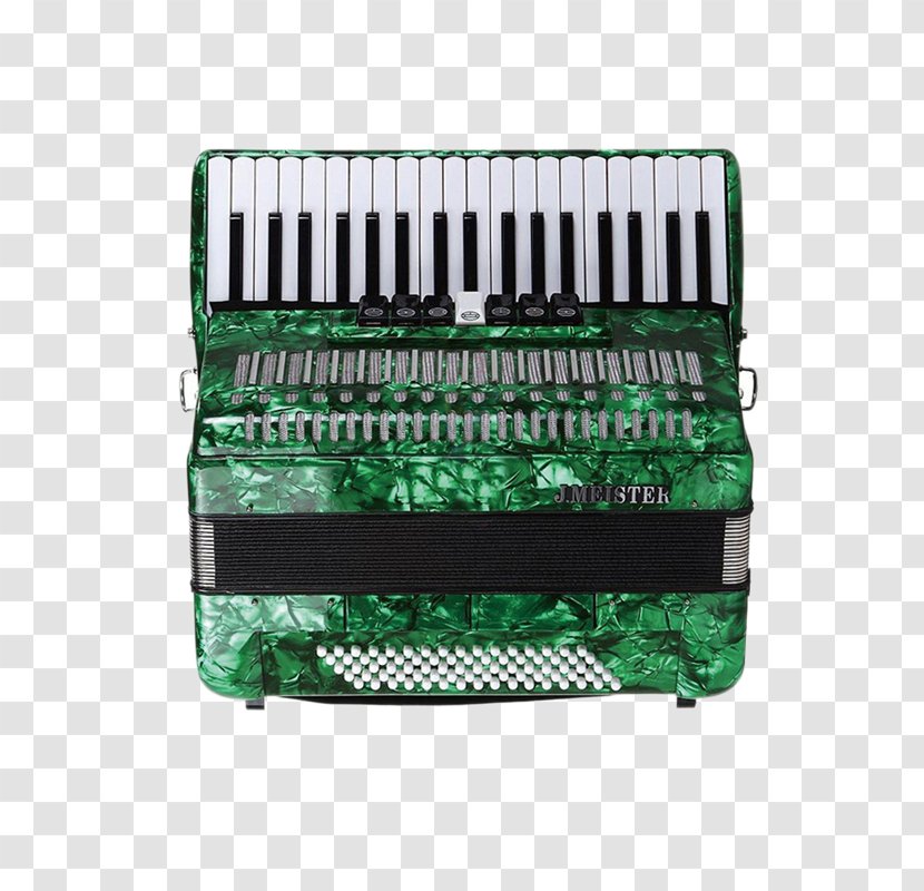 Diatonic Button Accordion Garmon Free Reed Aerophone Musical Instrument - Watercolor - Imported Green Transparent PNG
