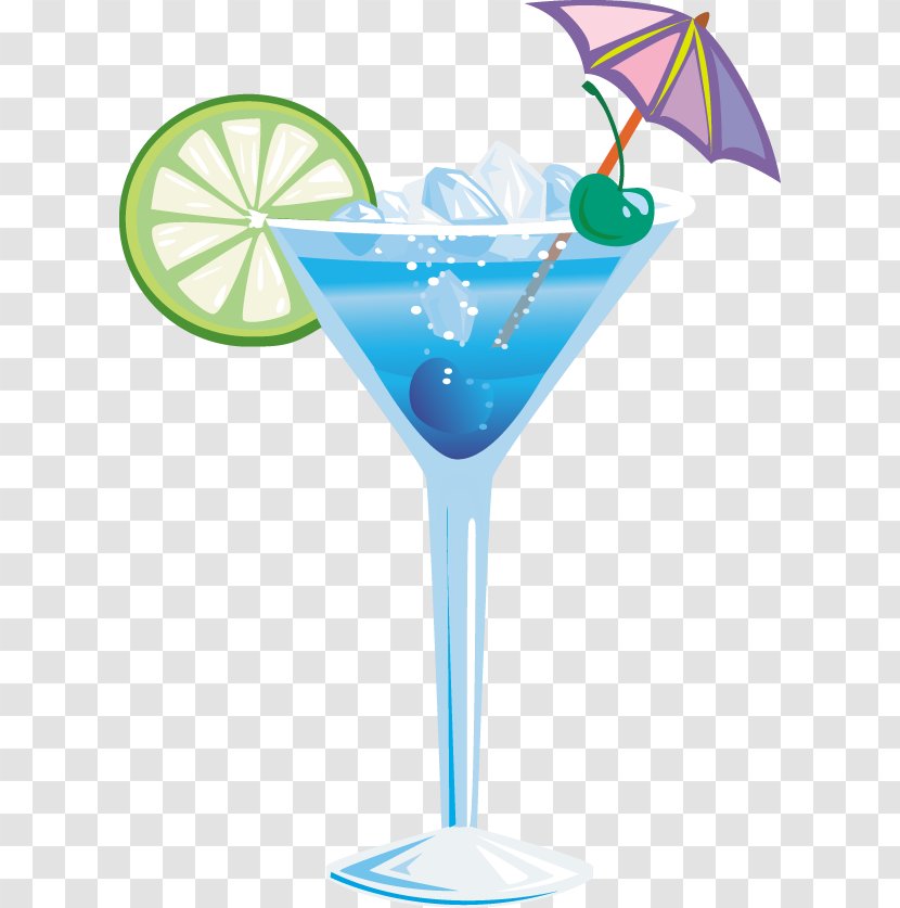 Blue Hawaii Martini Lagoon Cocktail Garnish - Drink - Glasses Transparent PNG
