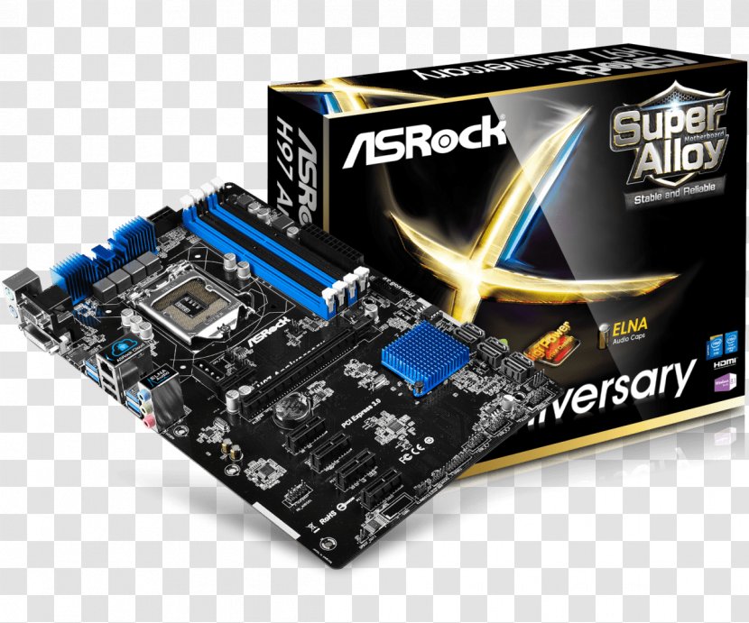 Intel LGA 1150 Motherboard ASRock Z97 Anniversary Transparent PNG