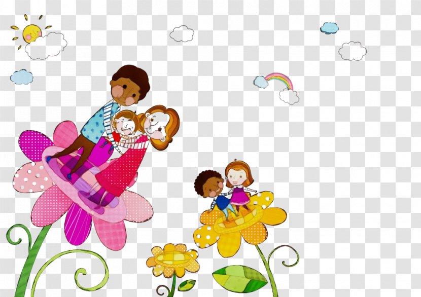 Clip Art Cartoon Sharing Playing With Kids Fictional Character - Wet Ink Transparent PNG