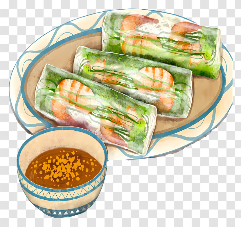 Vietnamese Spring Rolls - Delicious Spring Rolls With Sauce Transparent PNG