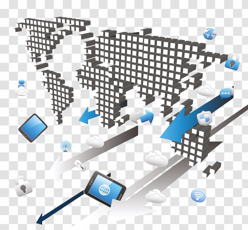 Computer Network Arrow Download Icon - Technology - Small Map Transparent PNG