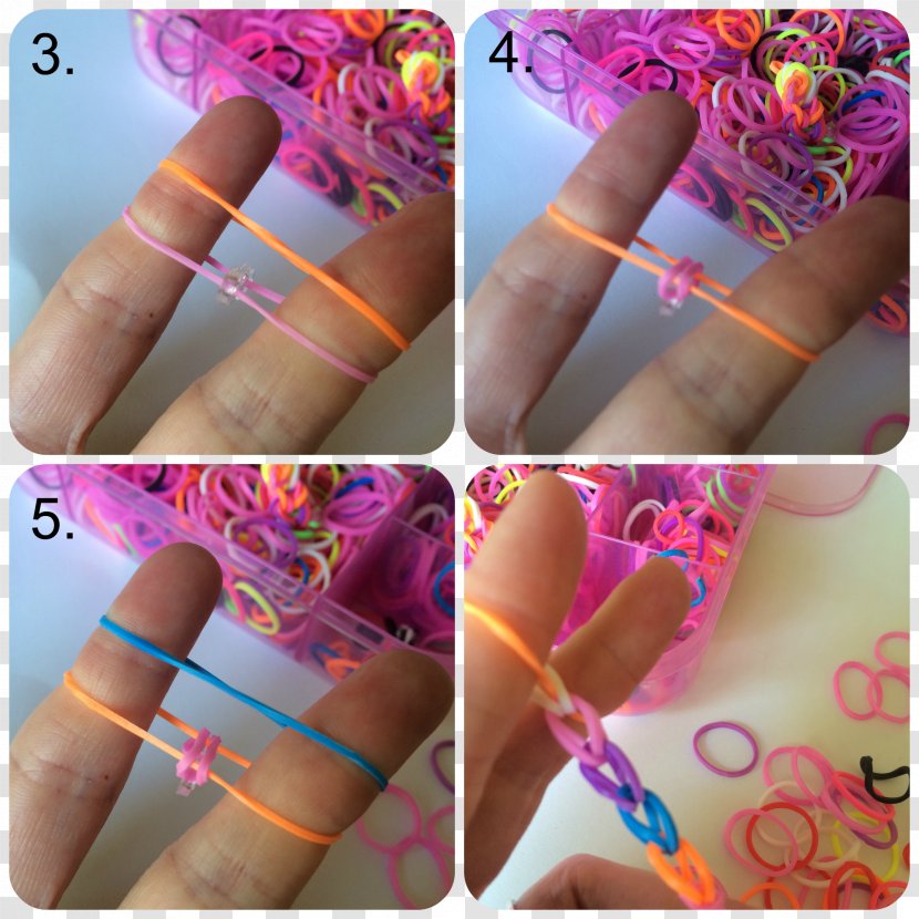 Rainbow Loom Rubber Bands Bracelet How-to - Flower - Watercolor Transparent PNG