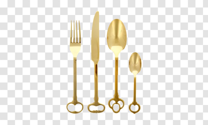 Knife Seletti Keytlery Cutlery Set Of 24 Table Setting - Brass - Spoon And Fork Clock Transparent PNG