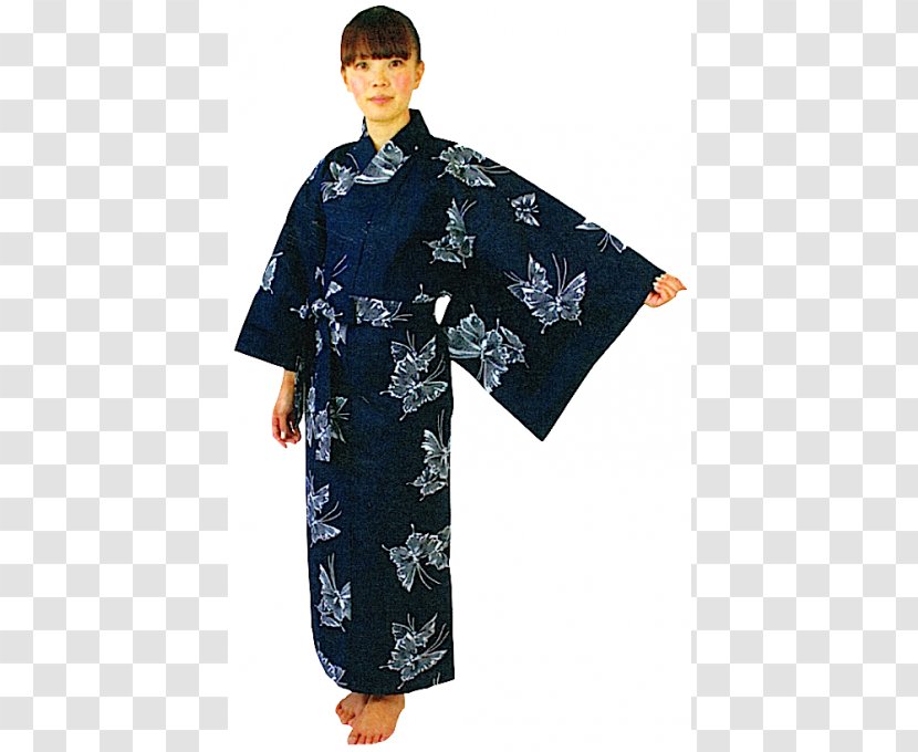 Kimono Japan Yukata Cherry Blossom Blue - Silk - Chou Transparent PNG