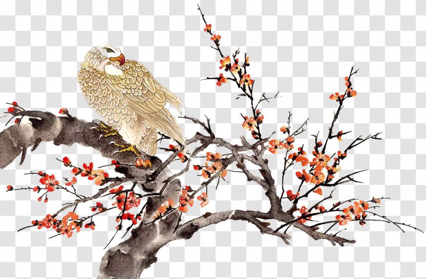 Chinese Painting Art Wallpaper - Branch - Bird Eagle Transparent PNG
