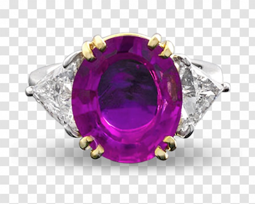 Amethyst Sapphire Engagement Ring Ruby - Magenta Transparent PNG
