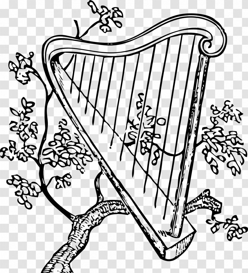 Celtic Harp Drawing - Frame Transparent PNG