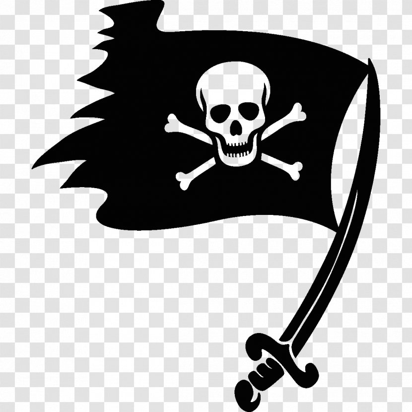 Jolly Roger Golden Age Of Piracy Skull And Crossbones Flag - Blackandwhite Transparent PNG
