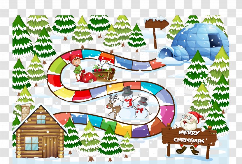 Santa Claus Igloo Christmas Board Game Illustration - Recreation - Forest Ladder Diagram Transparent PNG