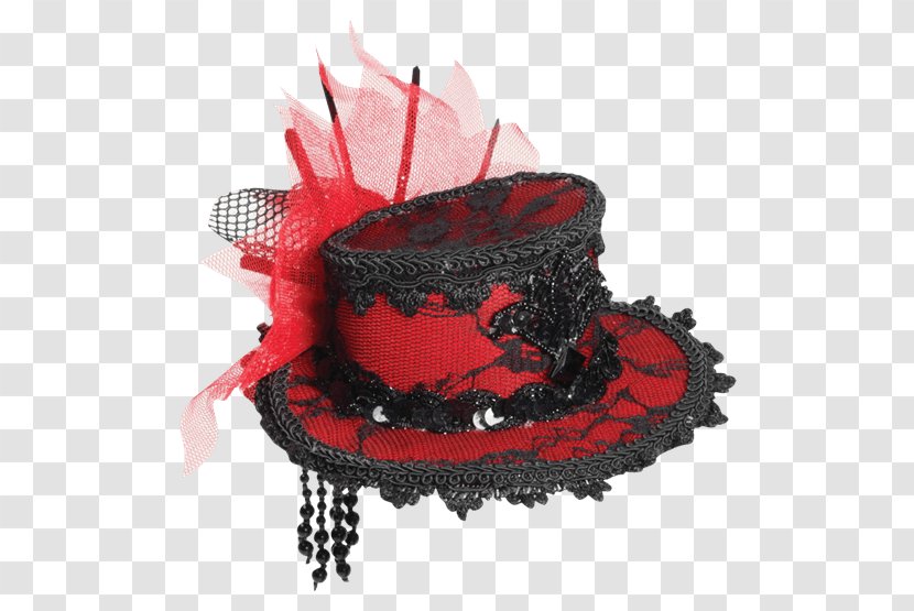 Costume Top Hat Clothing Steampunk - Fashion Accessory - Red Lace Transparent PNG