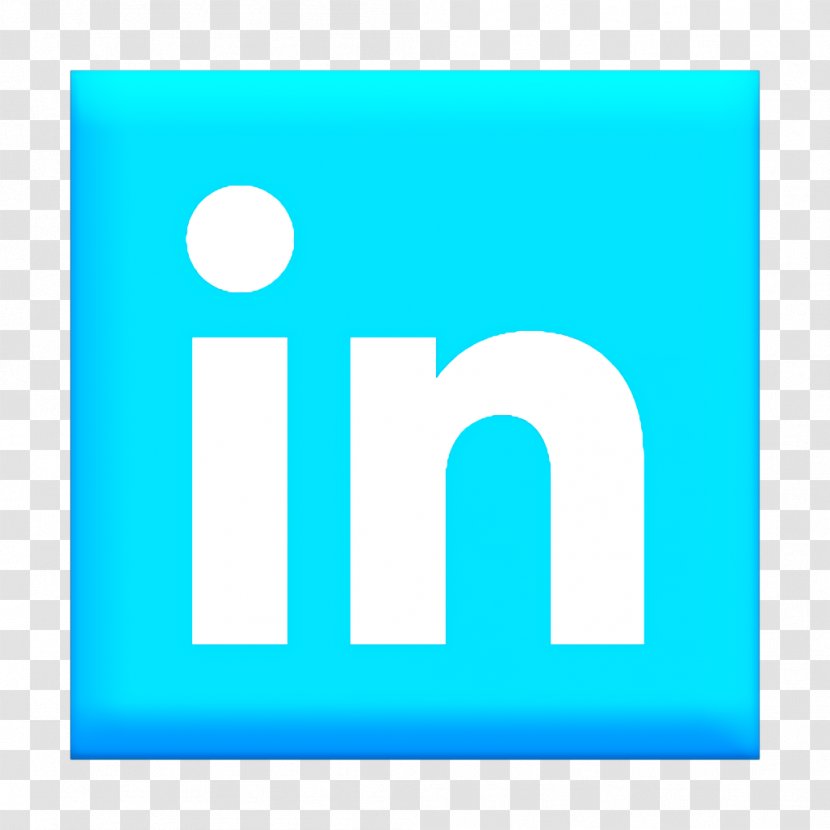 Linkedin Icon - Text - Rectangle Electric Blue Transparent PNG