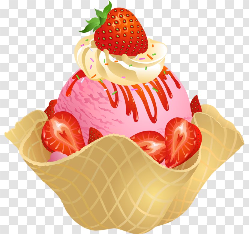 Ice Cream Cones Strawberry Chocolate - Frozen Yogurt - Waffle Transparent PNG