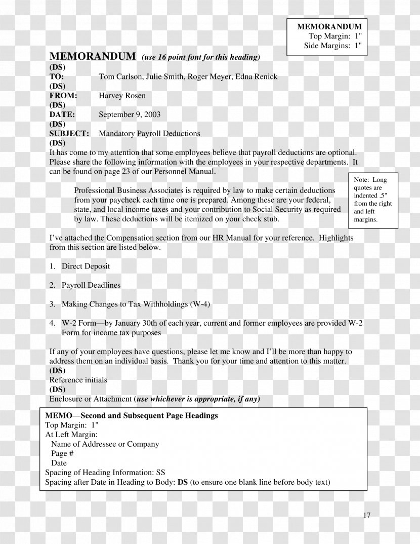 Memorandum Of Understanding Template Form Letter - Accounting - Professional Memo Transparent PNG