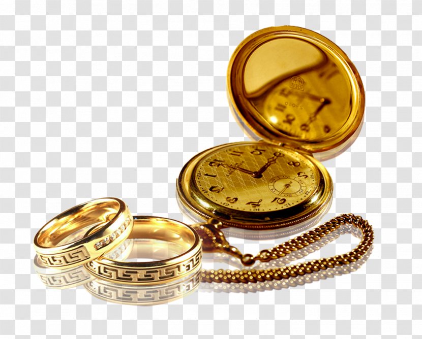 Gold Pocket Watch - Brass Transparent PNG