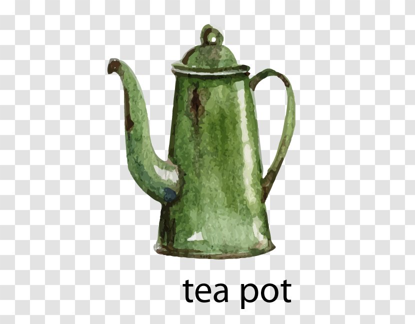 Green Tea Teapot Kettle - Vecteur Transparent PNG
