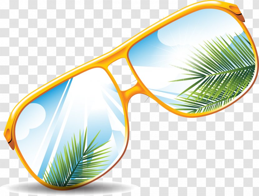 Sunglasses Goggles Ray-Ban - Vector Hand-painted Reflective Glasses Transparent PNG