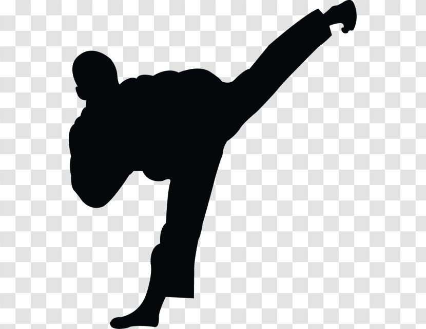 Taekwondo Karate Martial Arts Kick Clip Art - Monochrome Transparent PNG