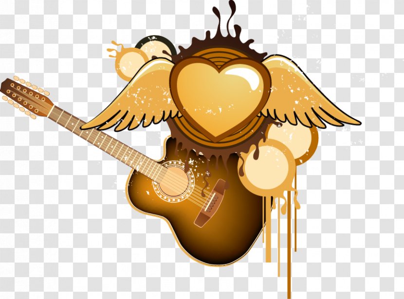 Flying Heart Guitar Vector Material - Wing - Accessory Transparent PNG