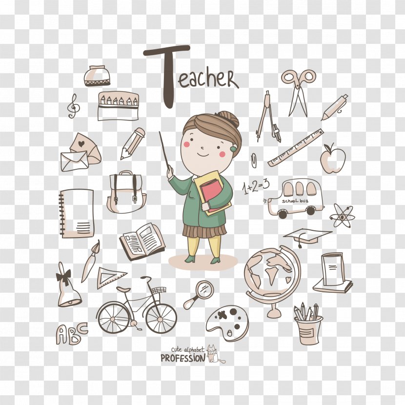Alphabet Profession Letter Illustration - Teacher's Day Cartoon Teacher Transparent PNG