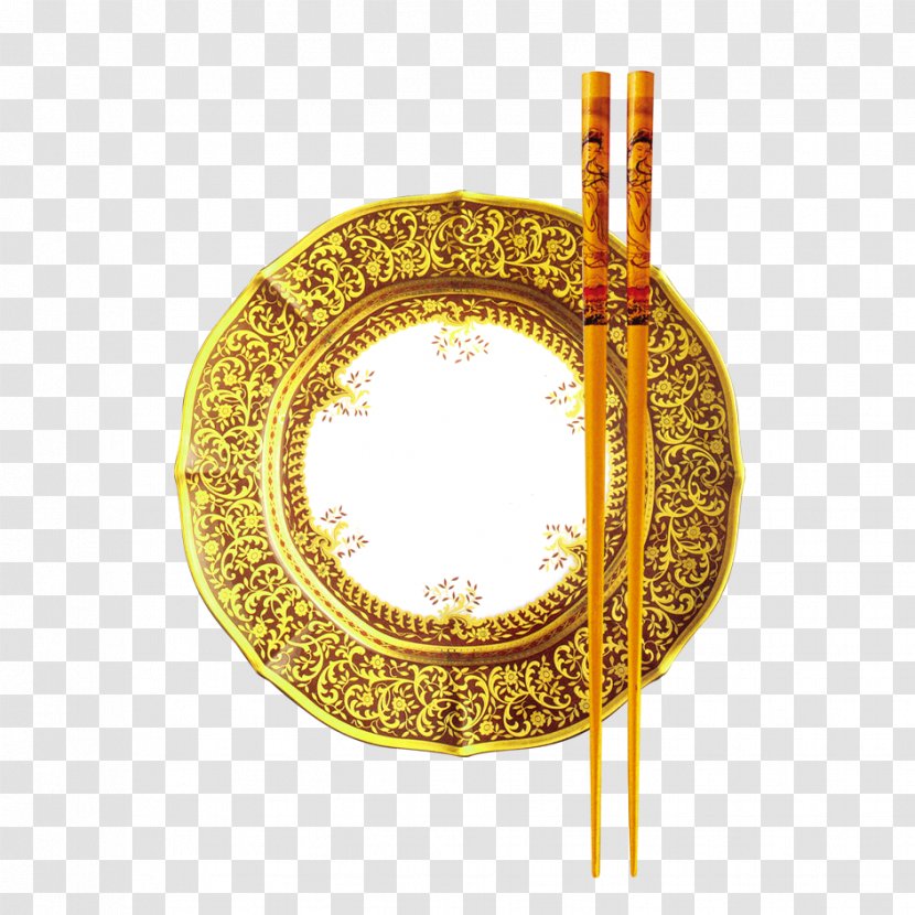 Chinese Cuisine Chopsticks Tableware Google Images Kuaizi - Brass - Golden Plate Transparent PNG