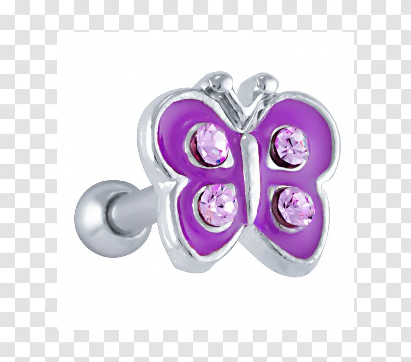Earring Locket Gemstone Silver Body Jewellery - Pink M Transparent PNG