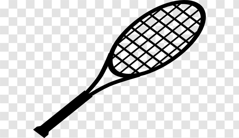 Squash Racket Ball Clip Art - Black And White - Cartoon Tennis Transparent PNG