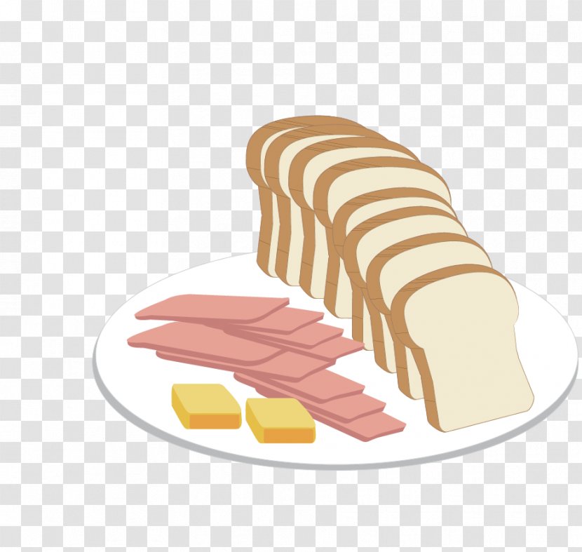 Breakfast Ham Toast Bread - Vegetable - Vector Slice Of Transparent PNG