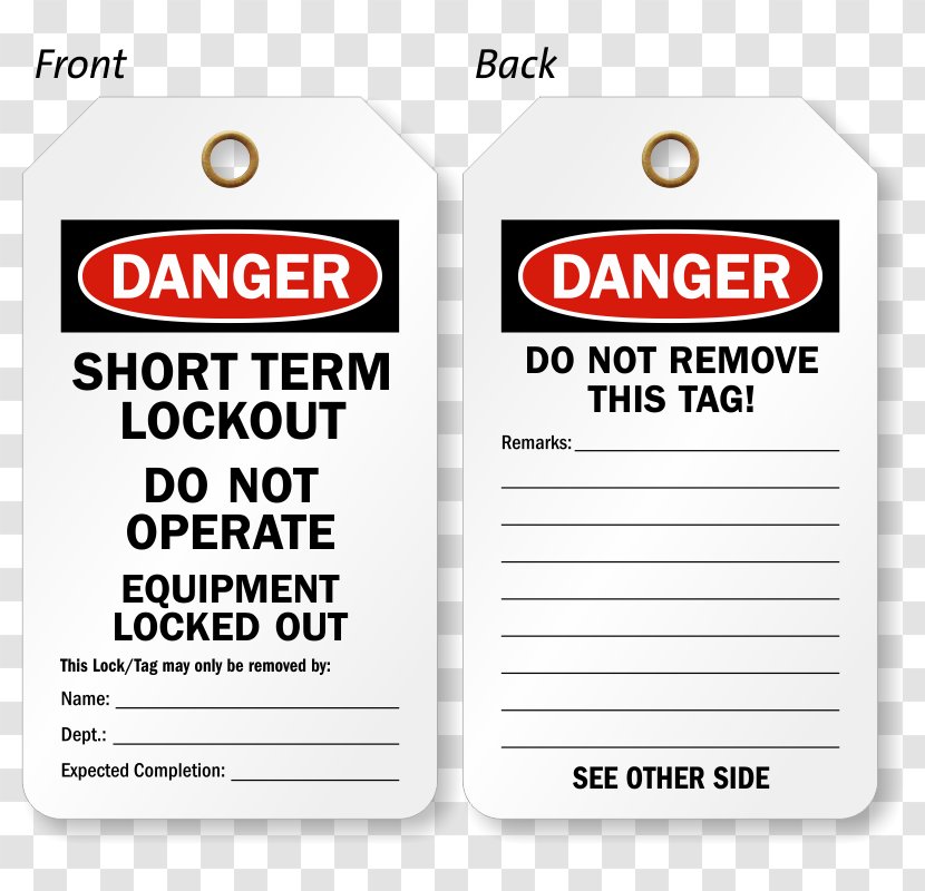 Lockout-tagout Label Valve Plastic Revision Tag - Brass - T-short Transparent PNG