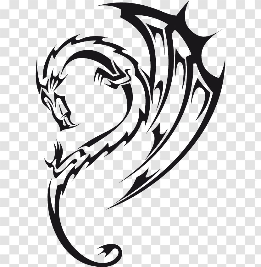 White Dragon Tattoo Clip Art - Artwork Transparent PNG