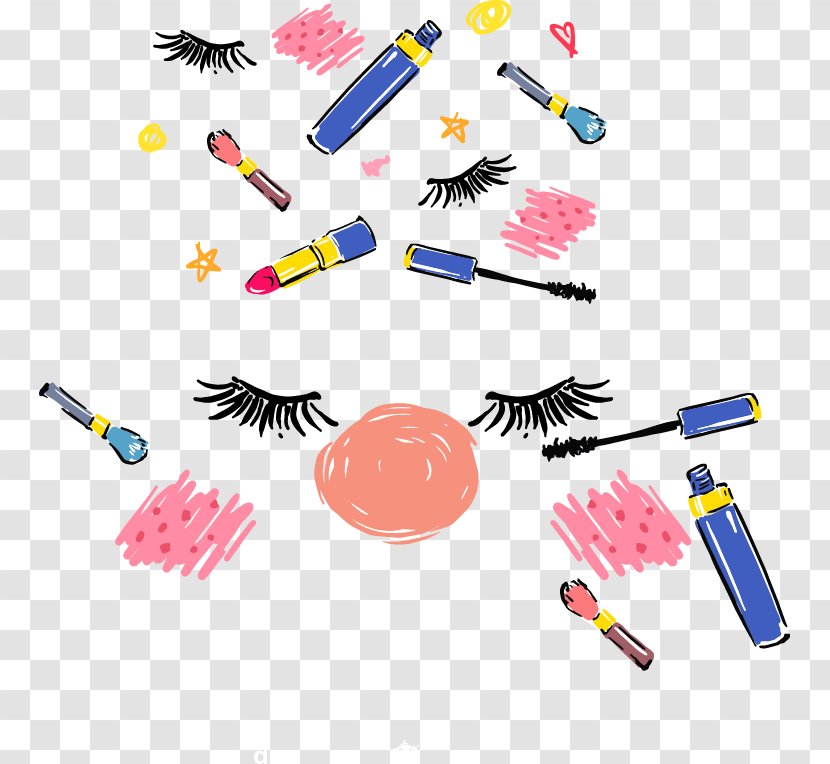 Eye Shadow Eyelash Lipstick Cosmetics - Vecteur - Vector Painted False Eyelashes Pen Transparent PNG
