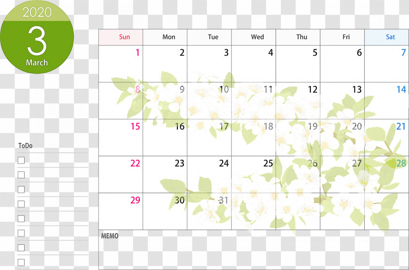 March 2020 Calendar March 2020 Printable Calendar 2020 Calendar Transparent PNG