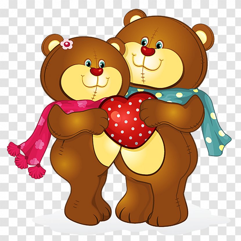 Bear Cartoon Drawing Clip Art - Heart - Bears Love Cute Couple Transparent PNG