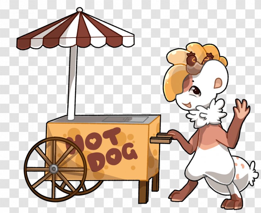 Human Behavior Food Cartoon Clip Art - Artwork - Hotdog Cart Transparent PNG