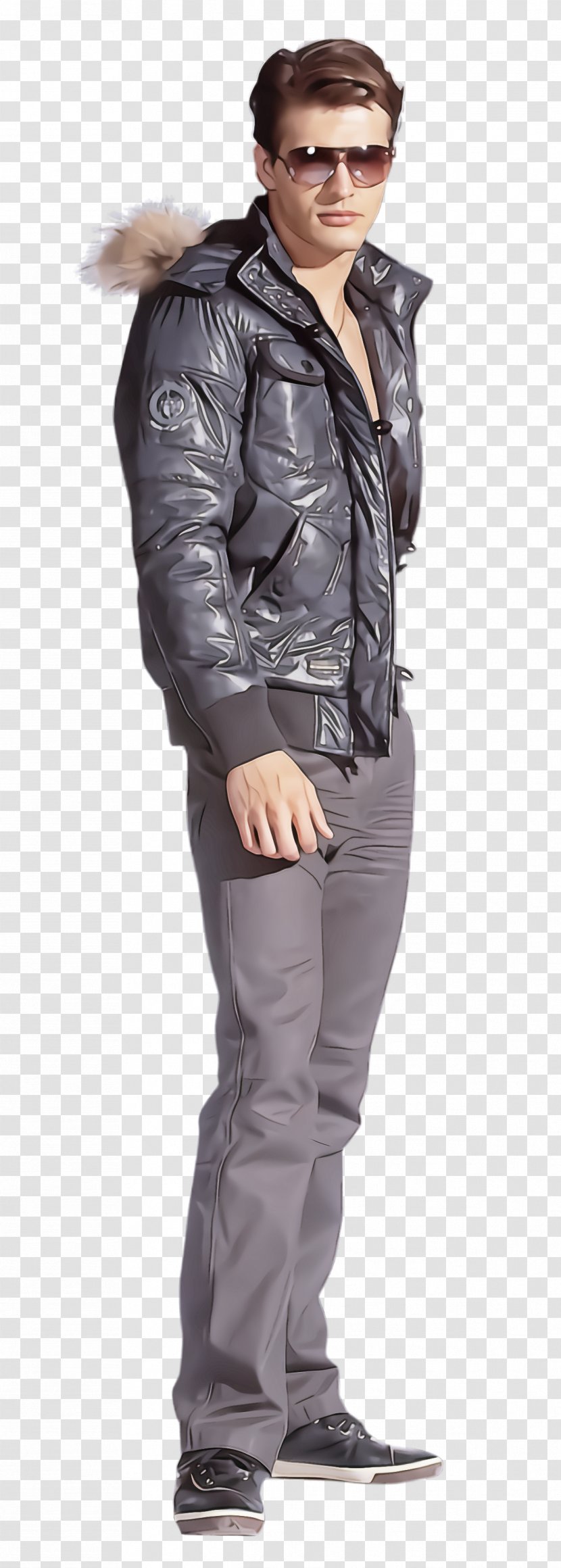 Clothing Jacket Leather Outerwear - Standing - Footwear Textile Transparent PNG